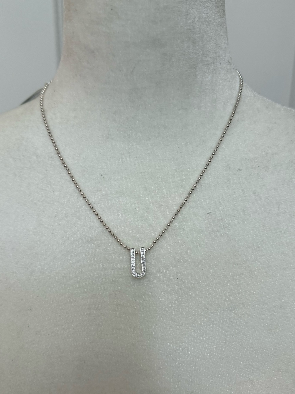 LAGOS Caviar Spark Diamond U Pendant Necklace Sterling Silver 16–18” NWT